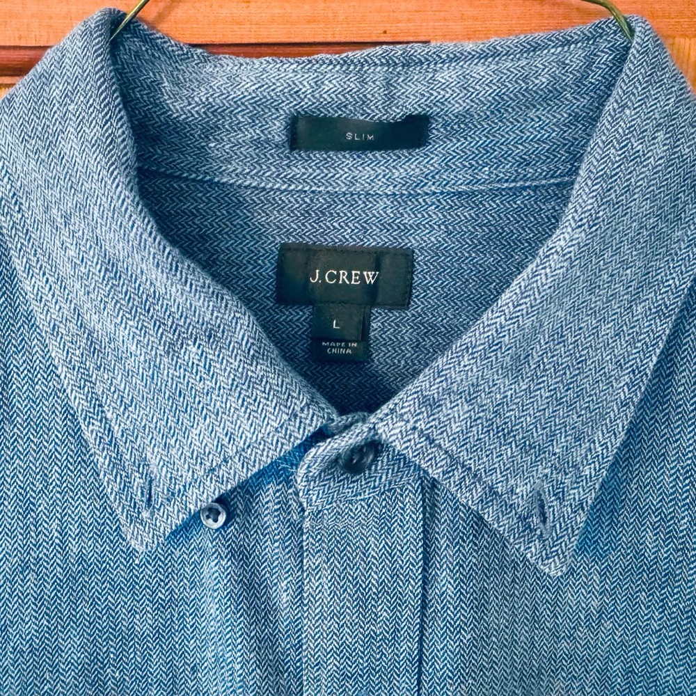 J. Crew Blue Herringbone Button Down Shirt